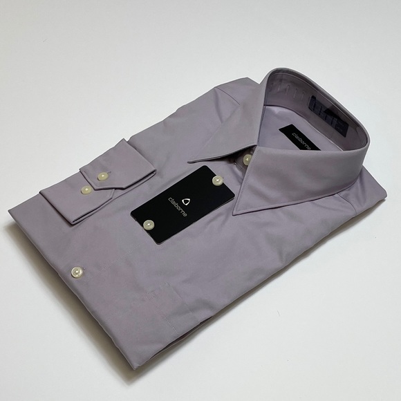 Claiborne Purple Dress Sport Shirt SZ L 16.5 34 35 Mens Career Buttons Cotton - Picture 5 of 7